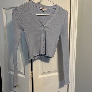 Light Blue Button Up Cropped Sweater
